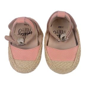 Monkey Feet Baby Pink Leather Woven Shoes - 3-6 months